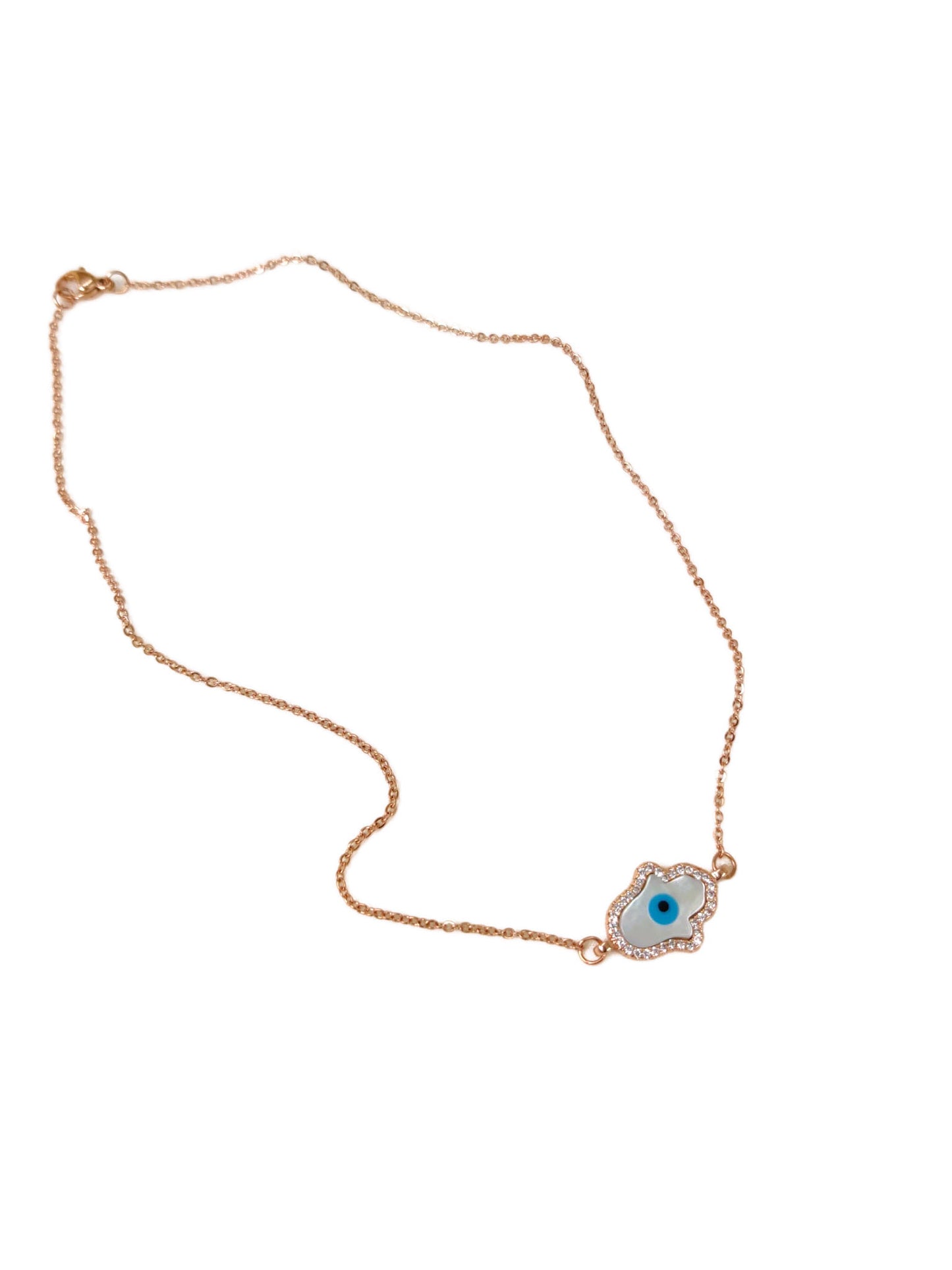 White Hamsa Necklace