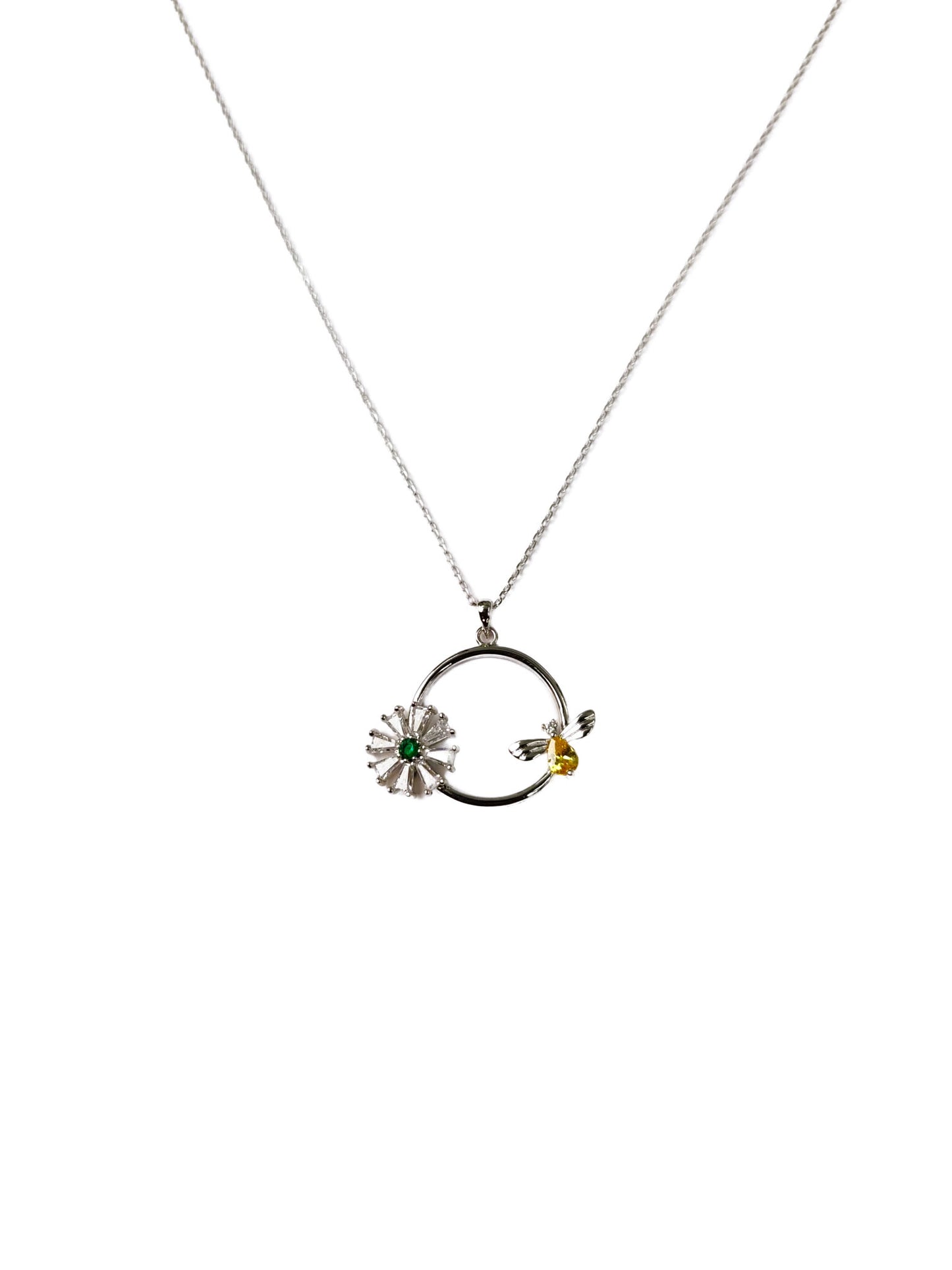 Bee and flower Ring Necklace