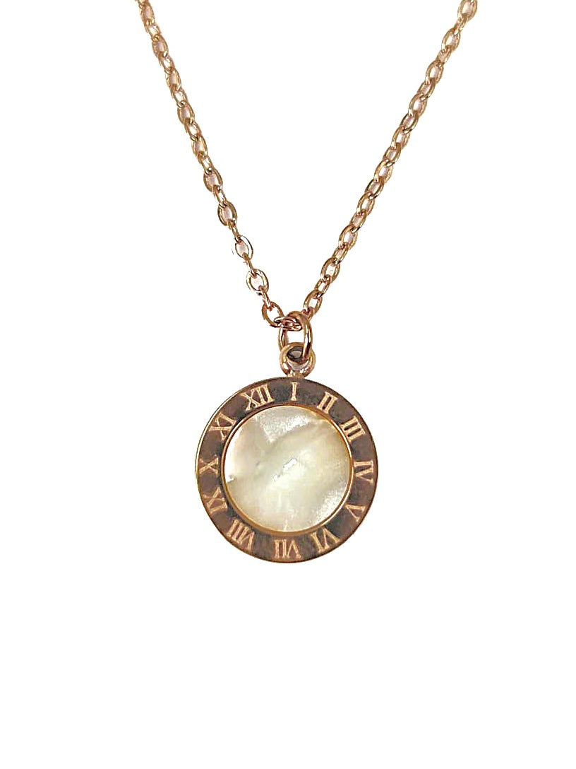 White Roman Coin Necklace