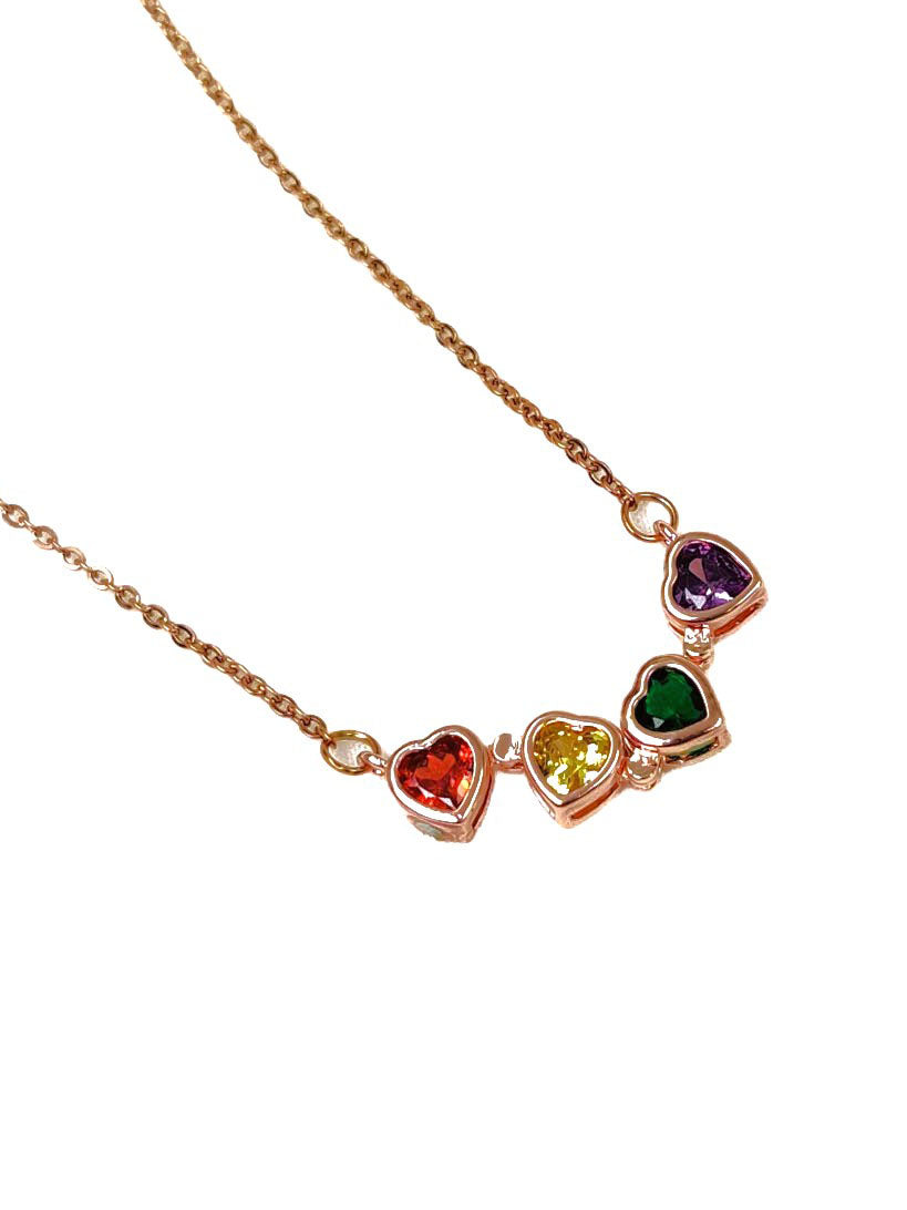 2in1 Rainbow Heart Necklace (Rose Gold)