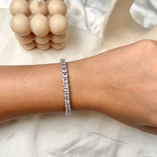 Becca Tennis Bracelet (Silver)
