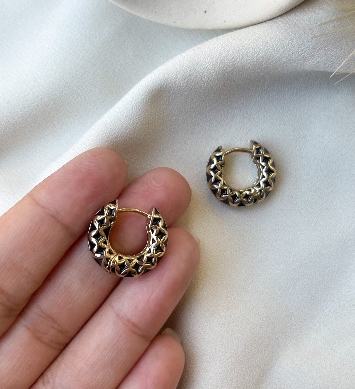 Black Natalia Hoops