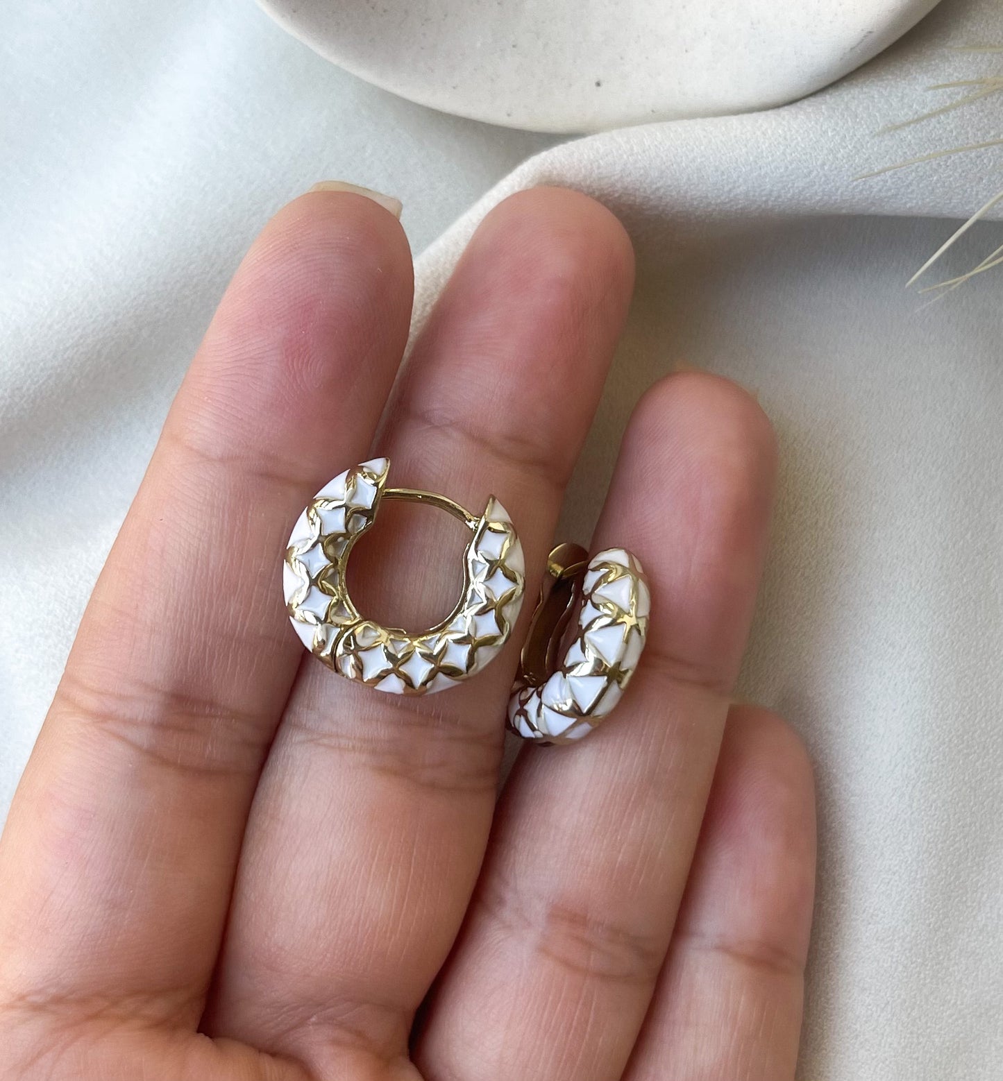White Natalia Hoops