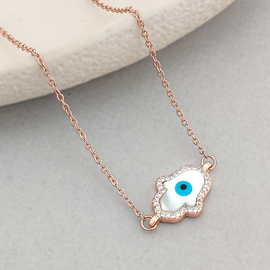 White Hamsa Necklace