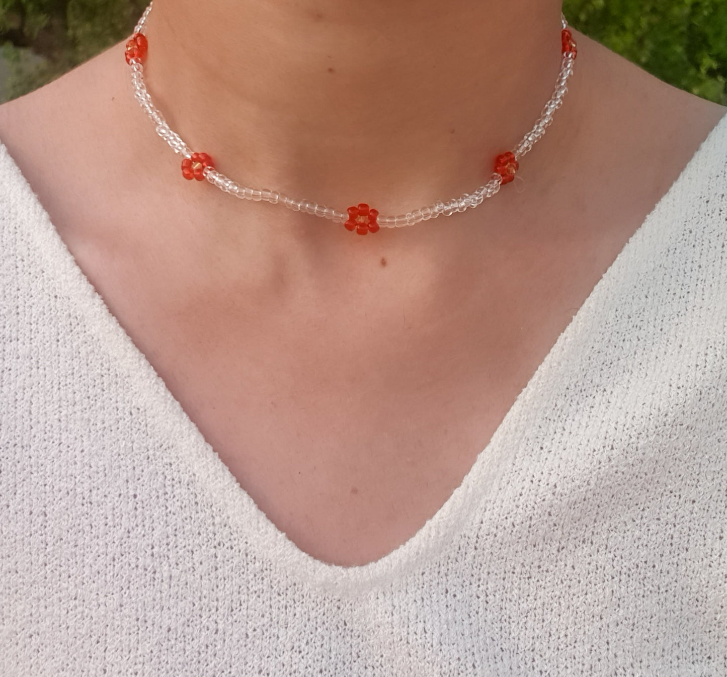 Sia Bead Necklace (Red)