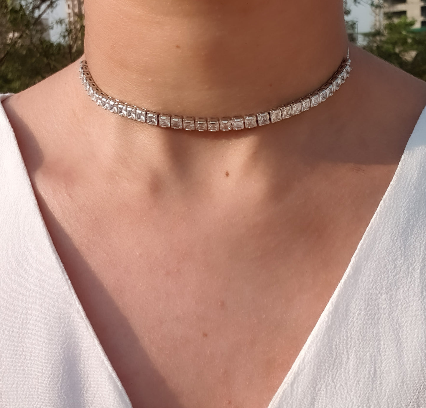 Silver Diamond Choker