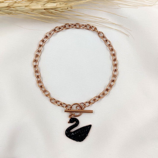 Swan Charm Link Bracelet