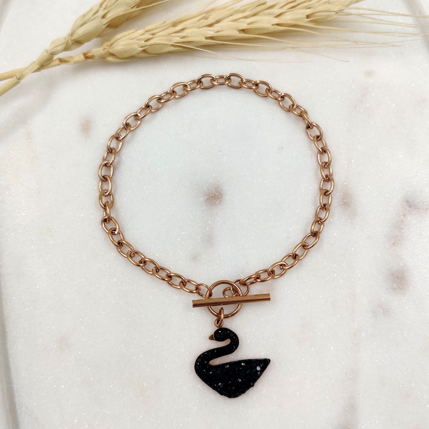 Swan Charm Link Bracelet