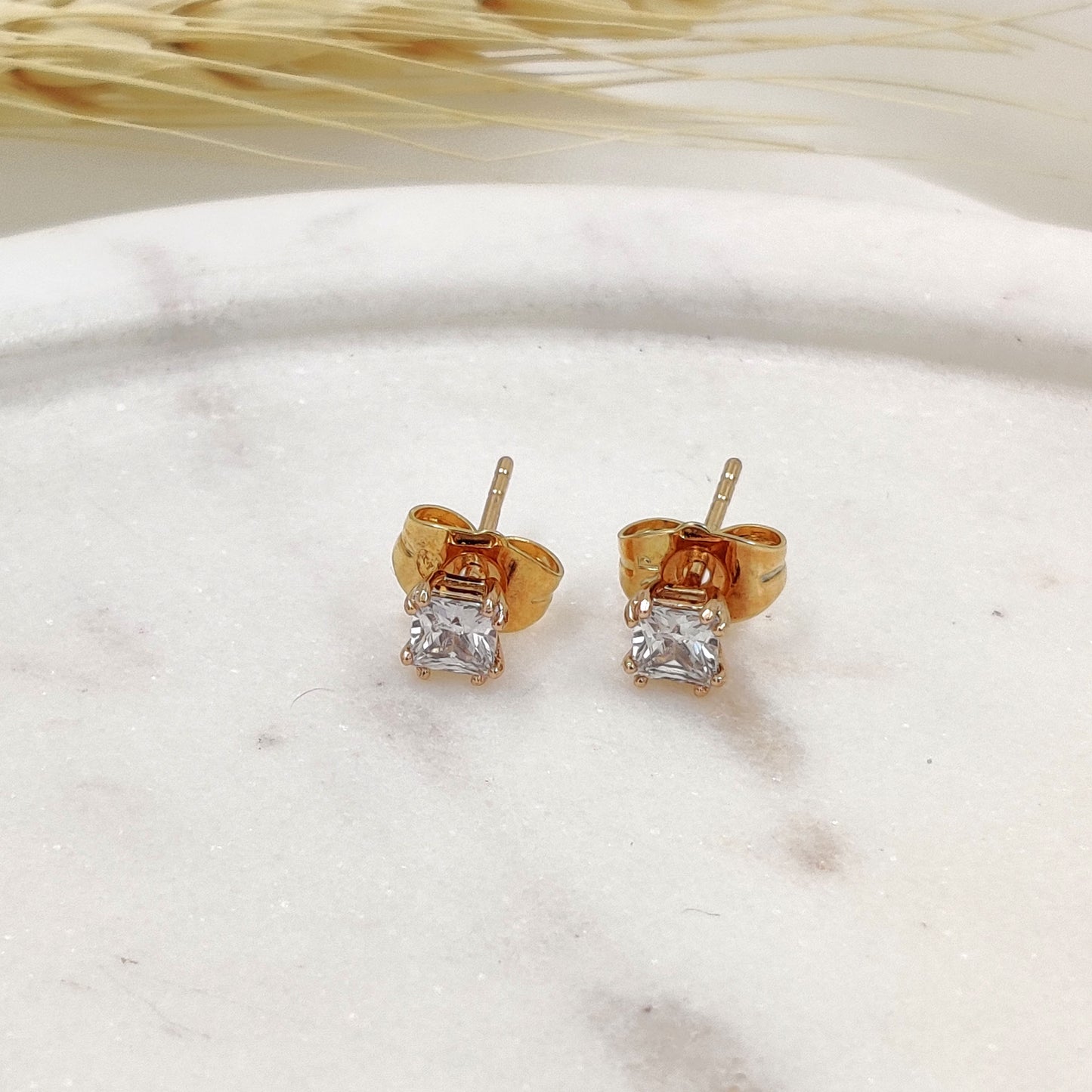 Square Solitaire Earrings