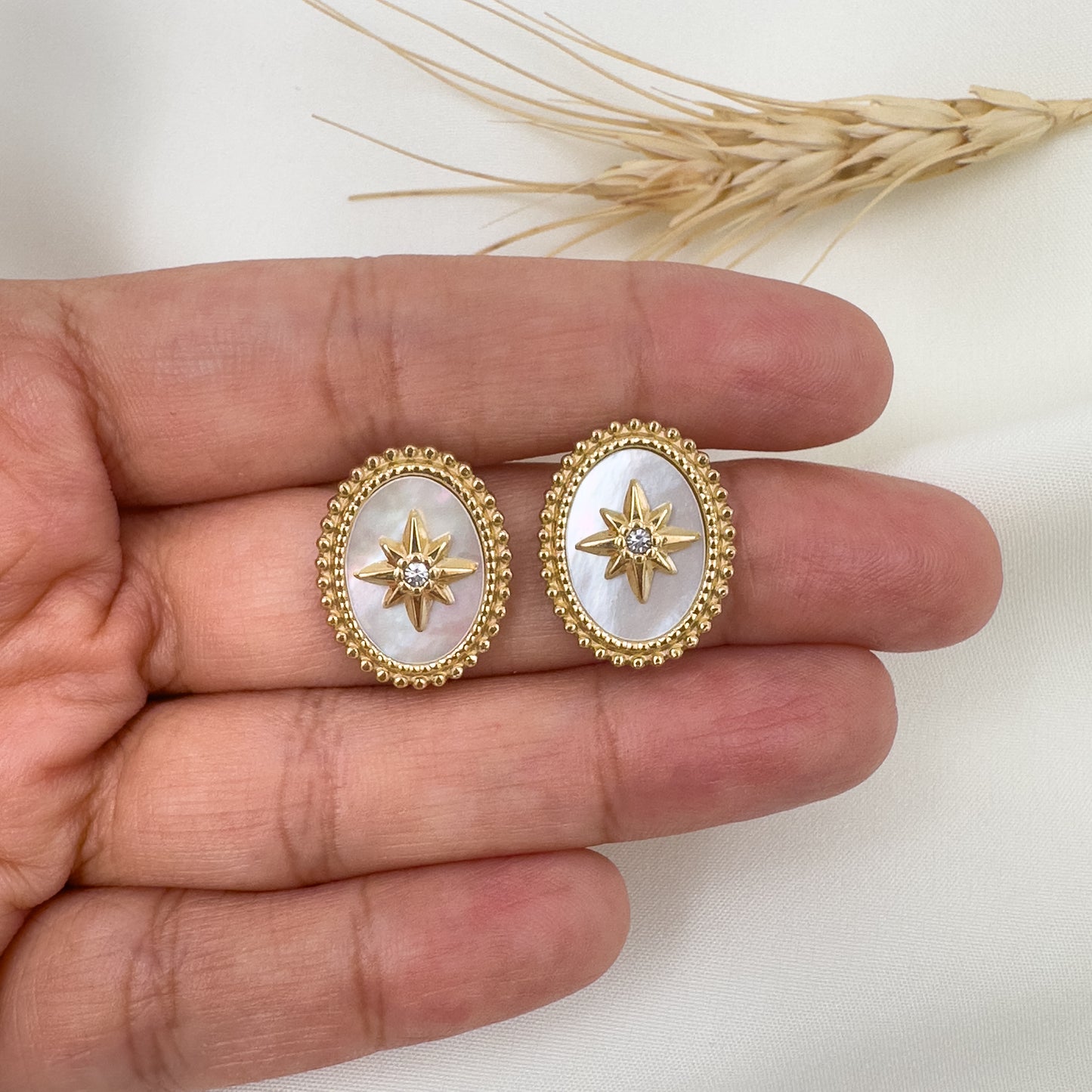 White Emery Earrings