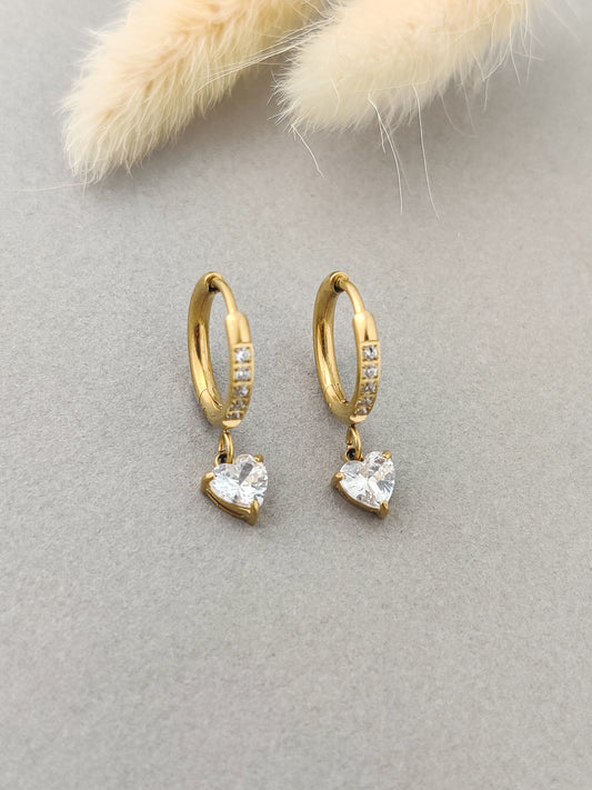 Etoile Heart Huggie Hoops