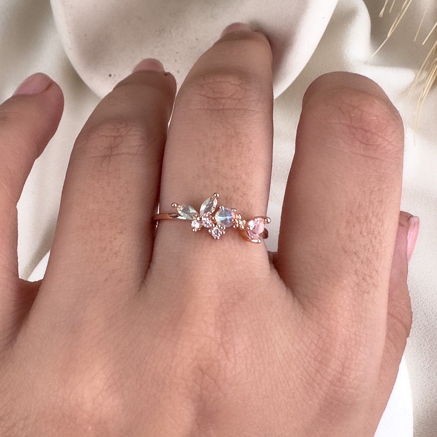 Mini Butterfly Crystal Ring (Rose gold)