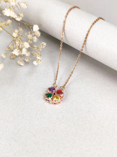 2in1 Rainbow Heart Necklace (Rose Gold)