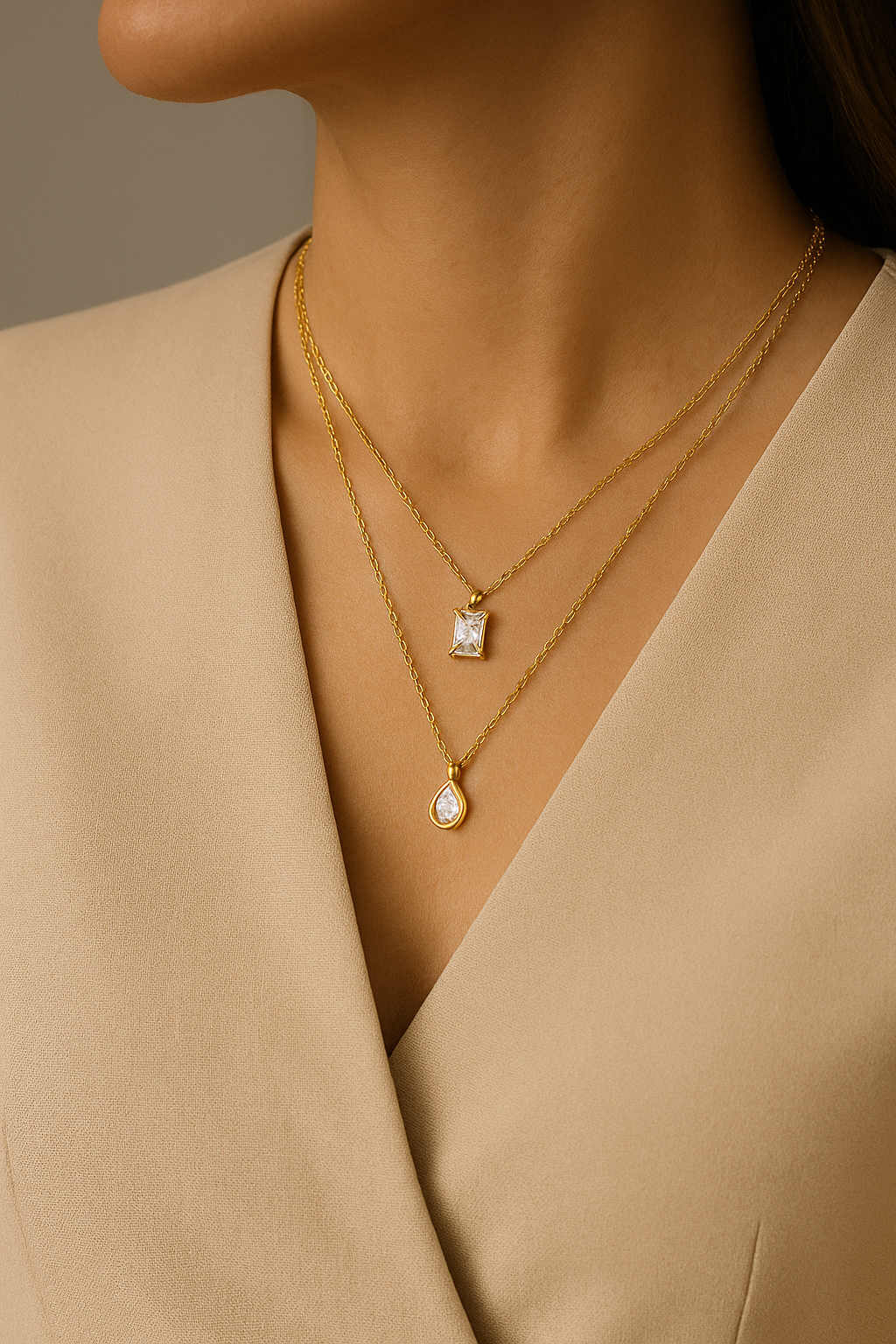 Two Layered Diamond Necklace