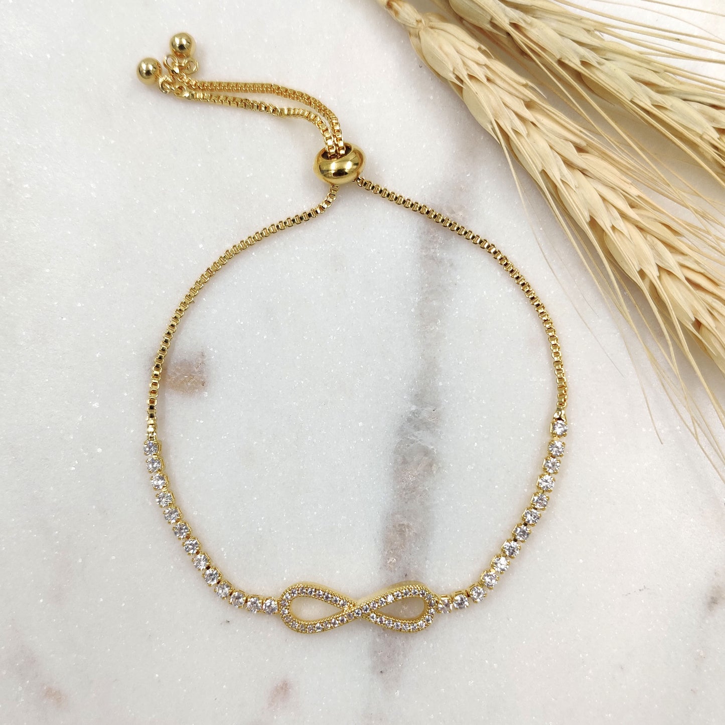 Crystal Infinity Bracelet (Gold)