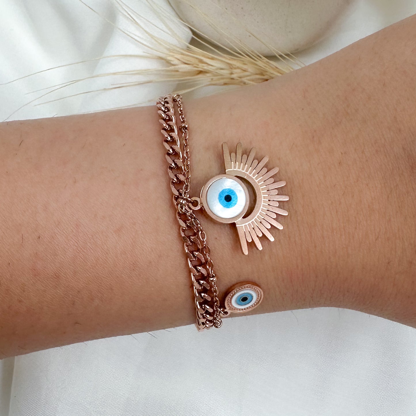 Sun Evil Eye Charm Bracelet