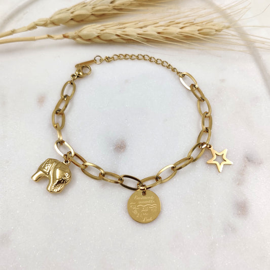 Golden Elephant Charm Bracelet