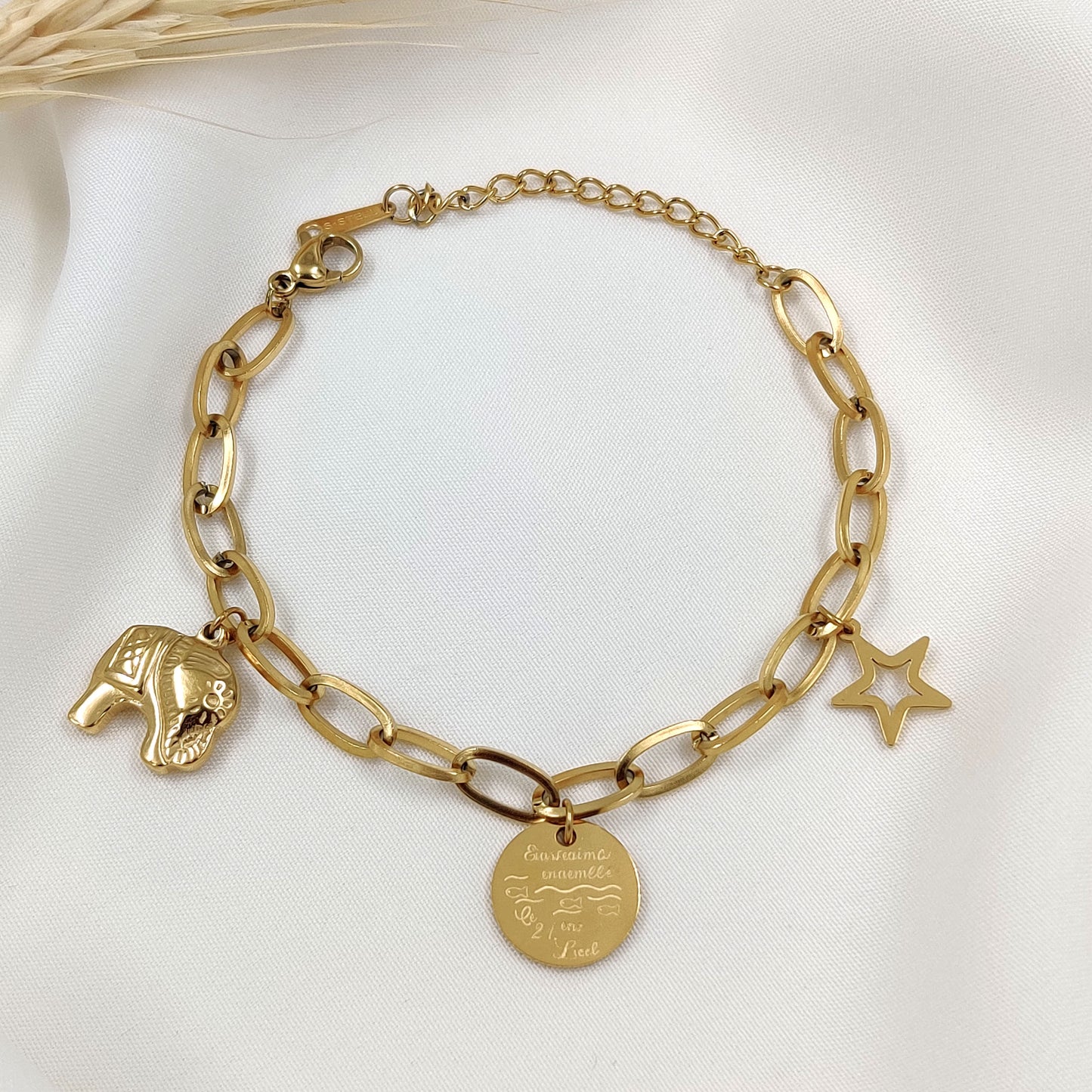 Golden Elephant Charm Bracelet