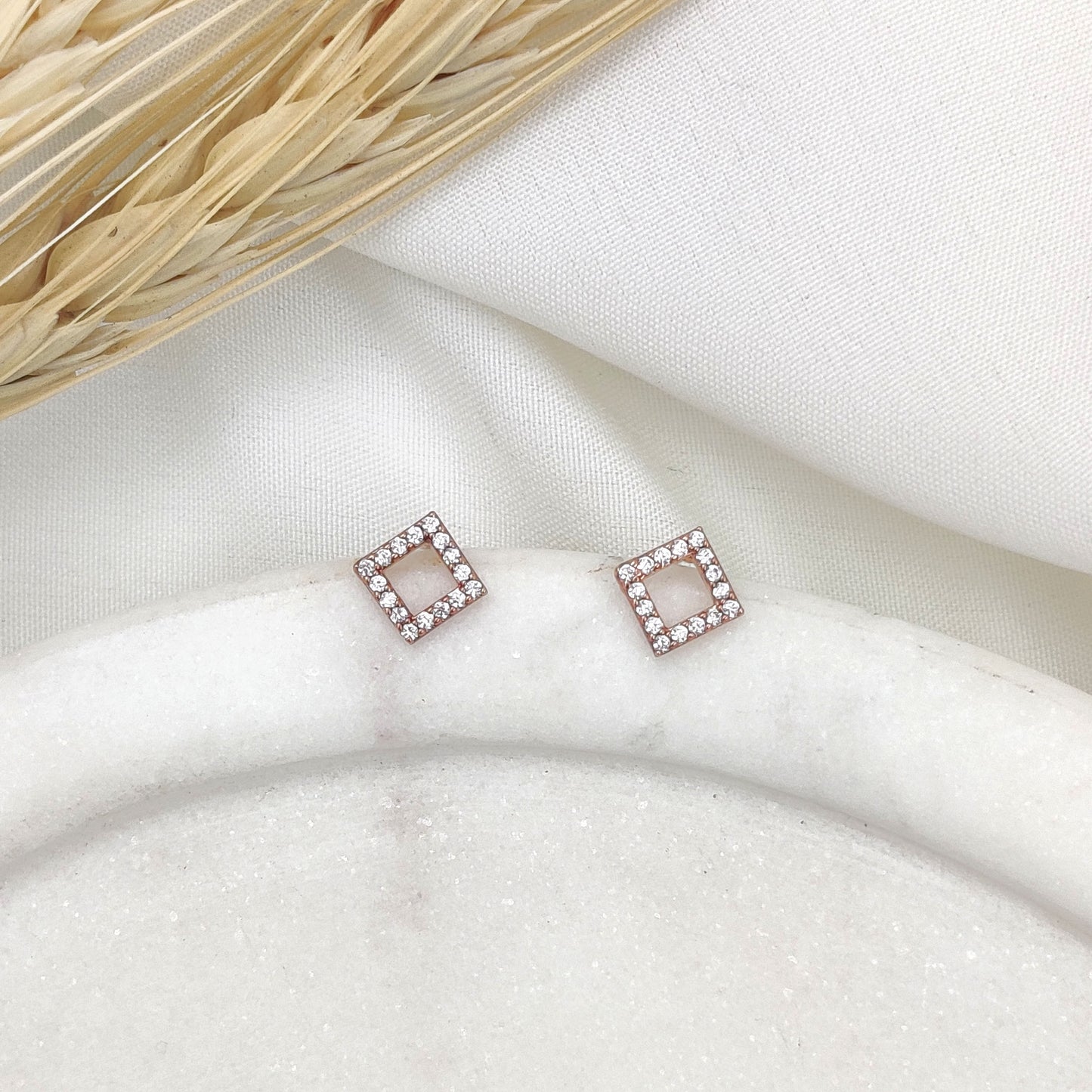 Crystal Square Studs