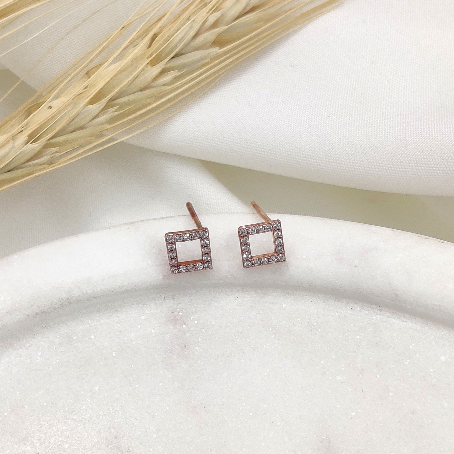 Crystal Square Studs