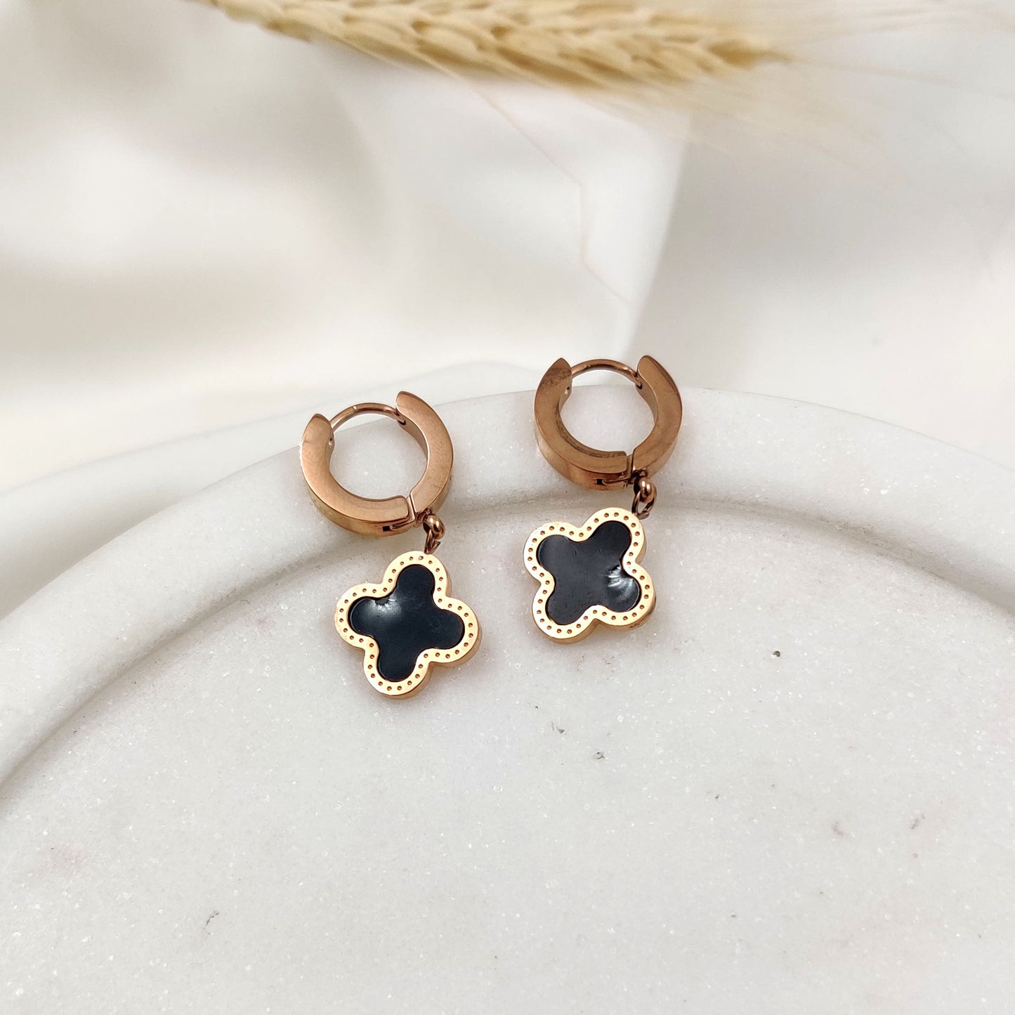 Clover Charm Hoops