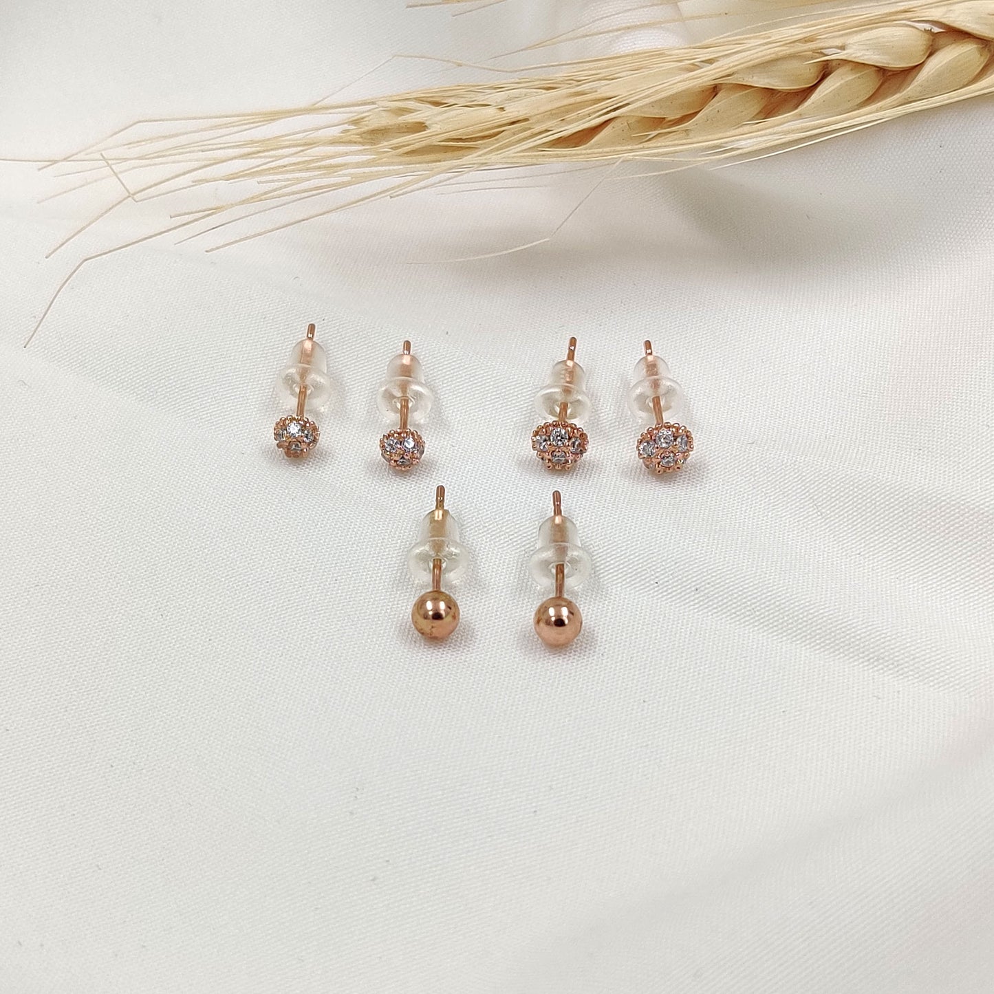 Rose gold Drop Stud ( Set of 3)