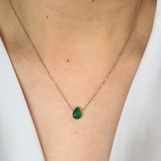 Emerald Water Drop Necklace