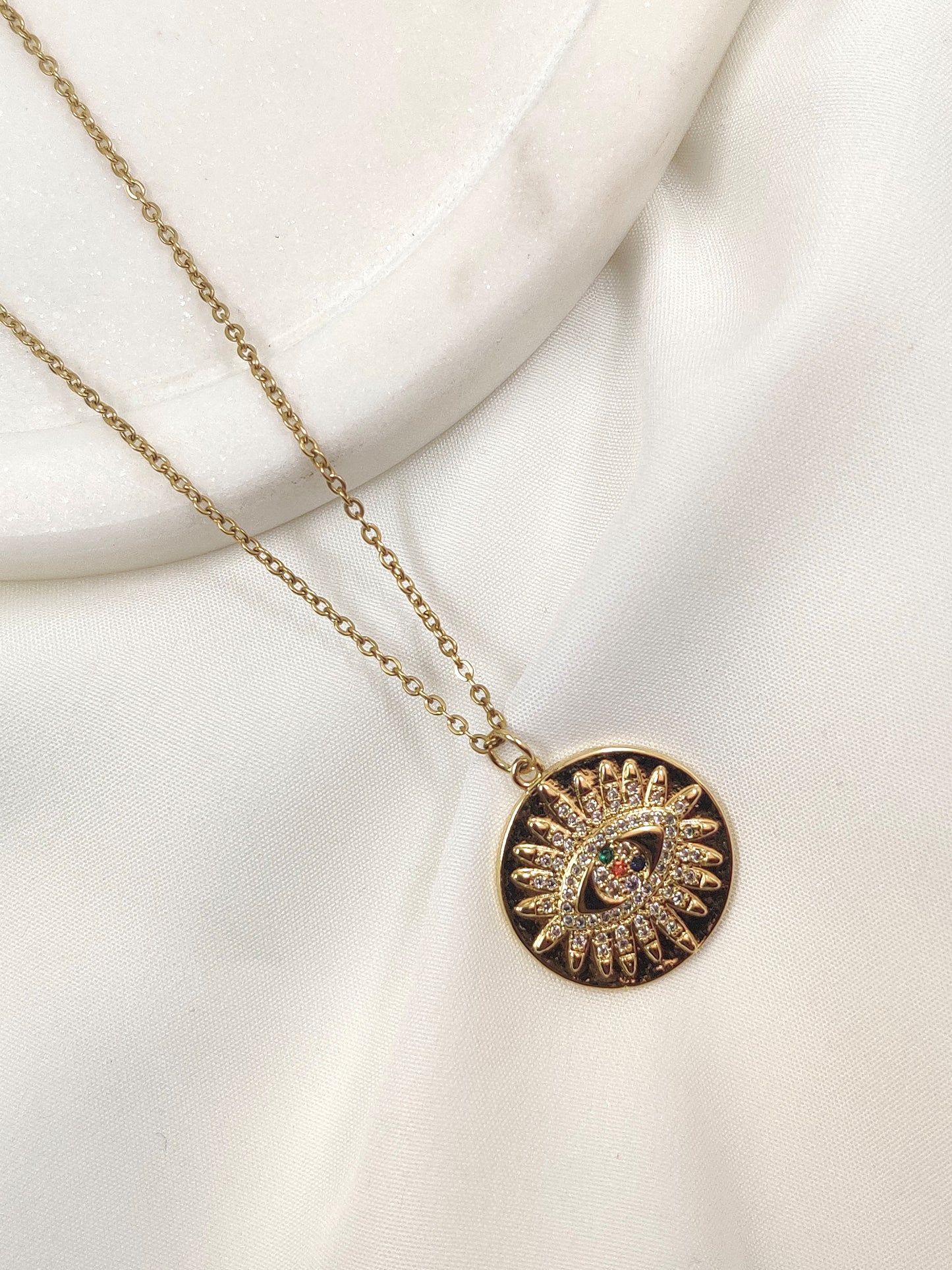 Candella Evil Eye Coin Necklace