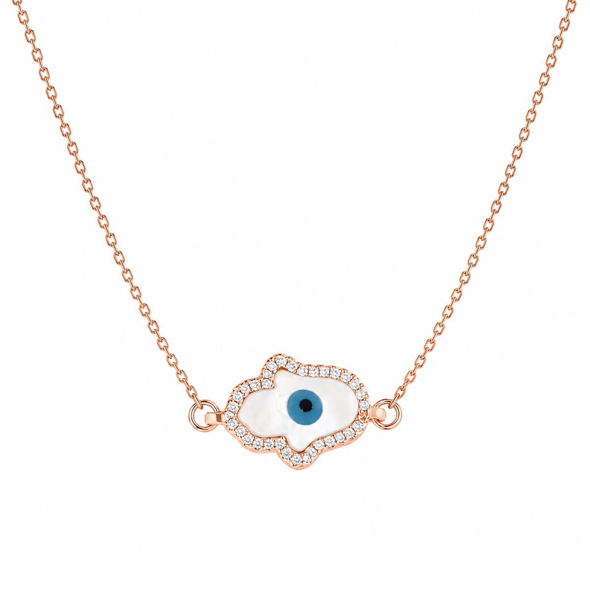 White Hamsa Necklace