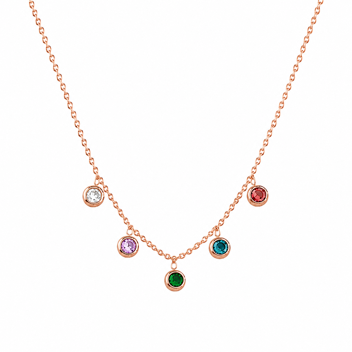 Shea Multi Crystal Necklace (Rose gold)