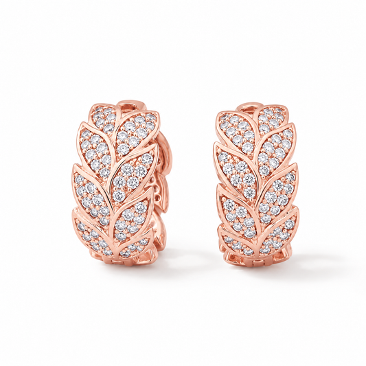 Crystal Leaf Huggie Hoops