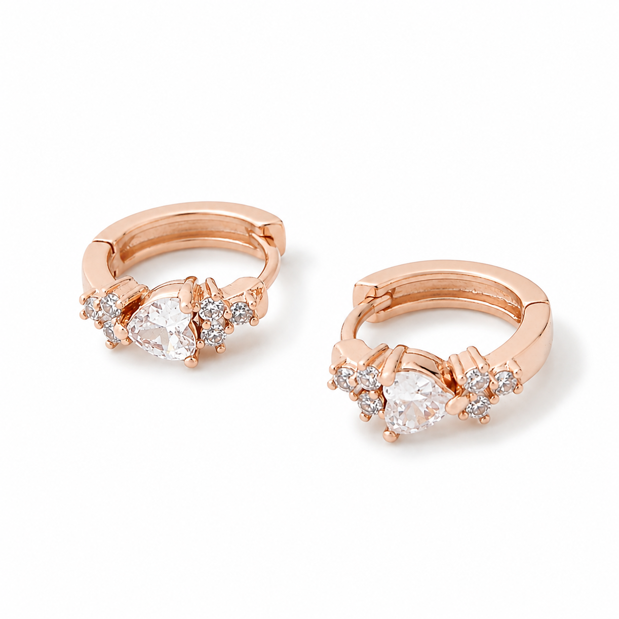 Heart Cascade Huggie Hoops