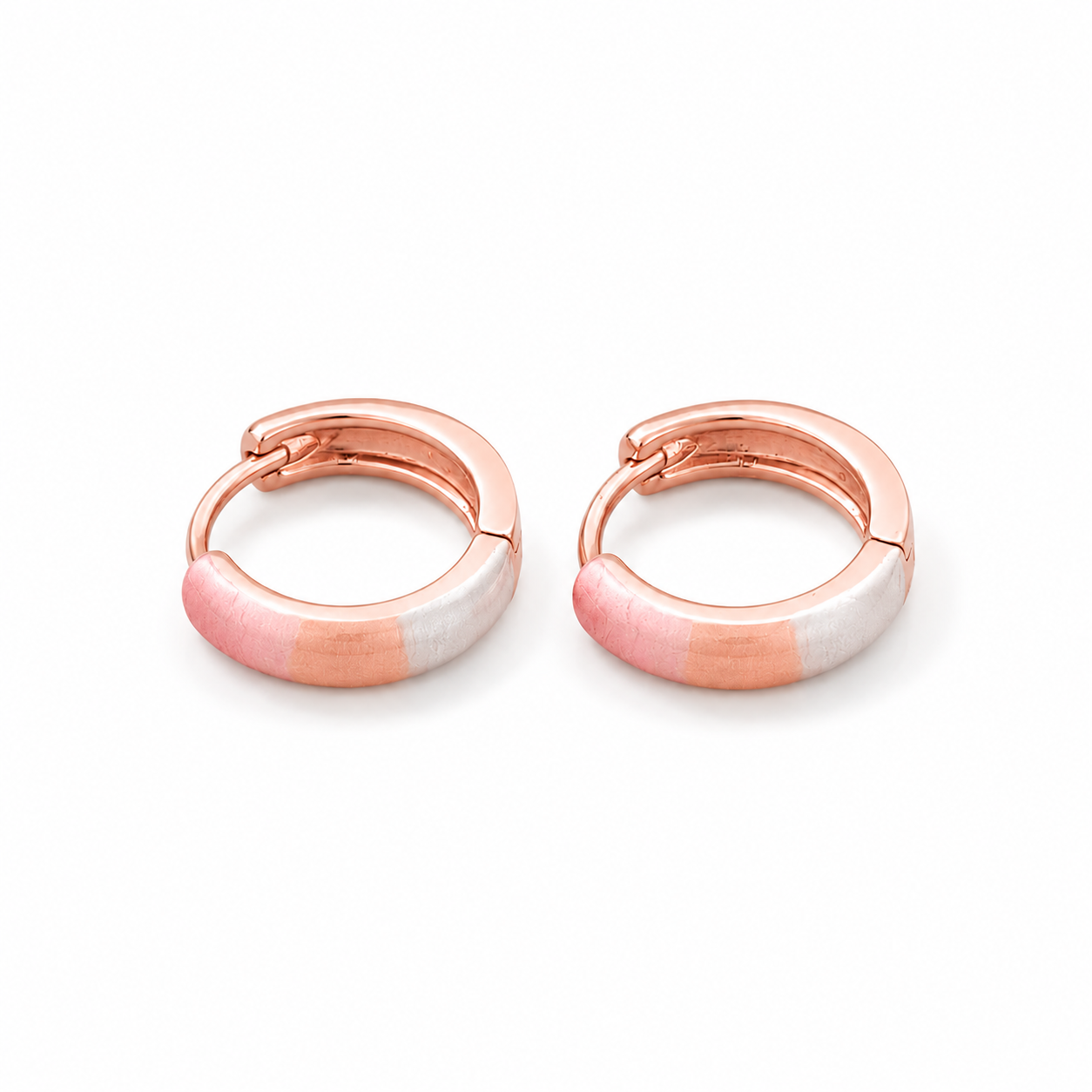 Three Tone Huggie Hoops