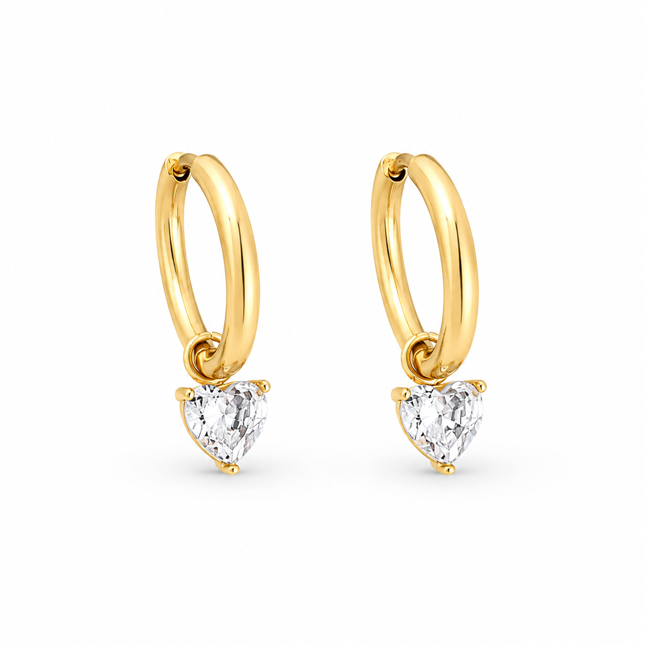 Crystal Heart Drop Huggie Hoops