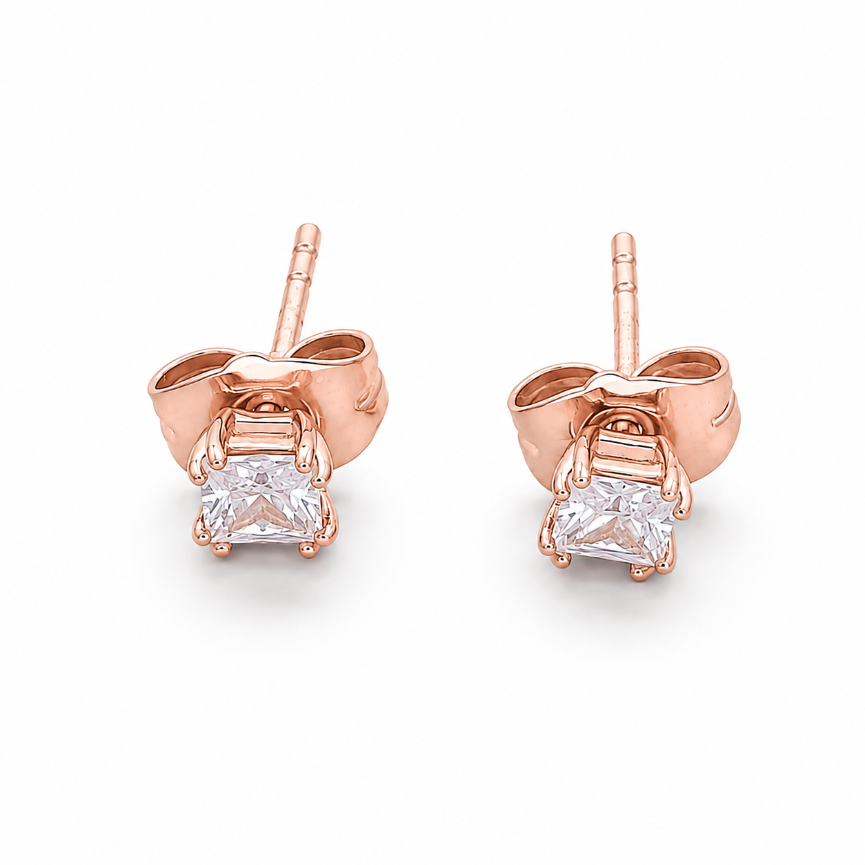 Square Solitaire Earrings