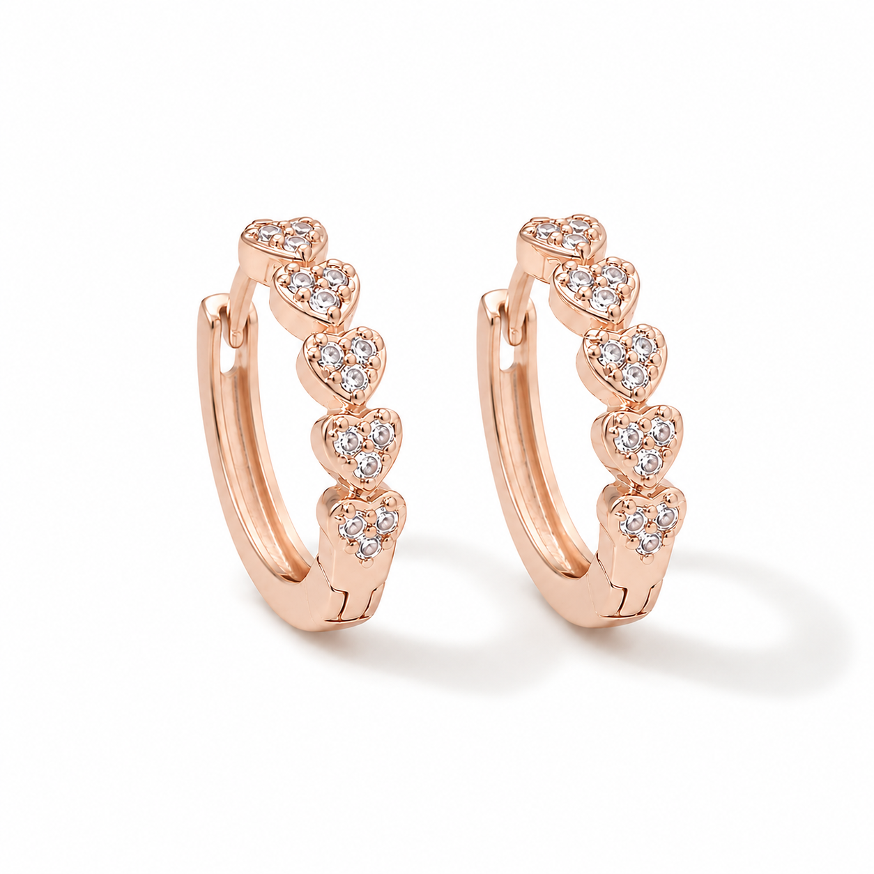 Heart Cluster Huggie Hoops