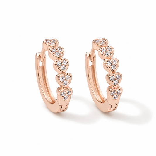 Heart Cluster Huggie Hoops