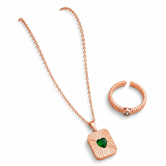Emerald Heart Duo(Rose Gold)