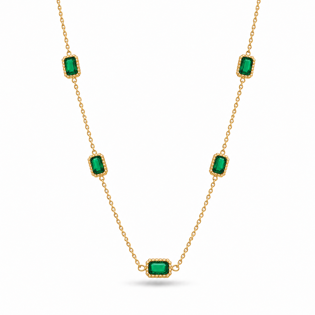 Emerald Baguette Necklace