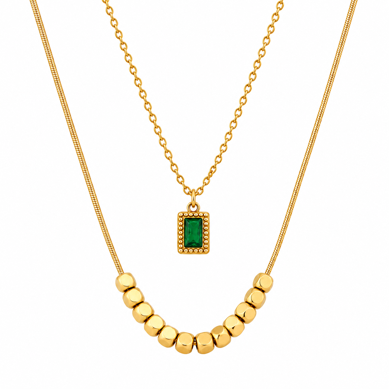 Emerald Glow Layered Necklace