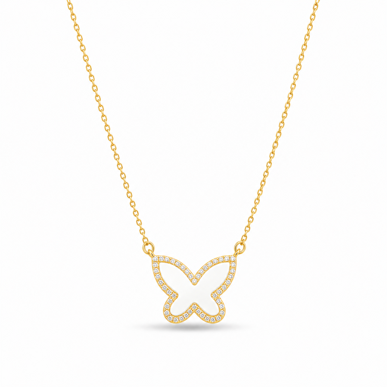 White Butterfly Necklace