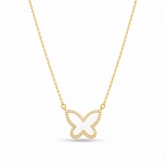 White Butterfly Necklace