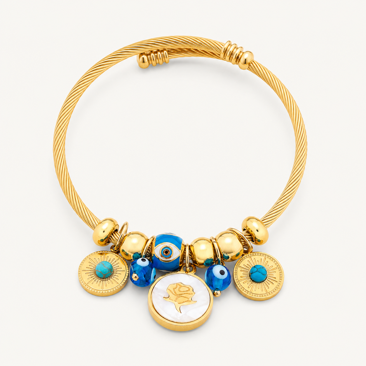 Rose Evil Eye Golden Bracelet