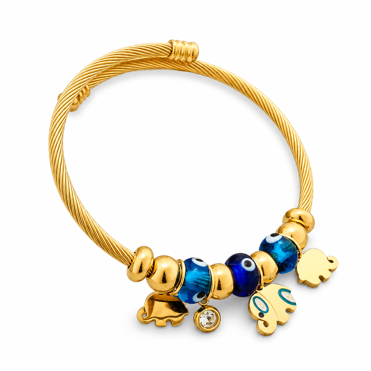 Elephant Evil Eye Charm Bracelet