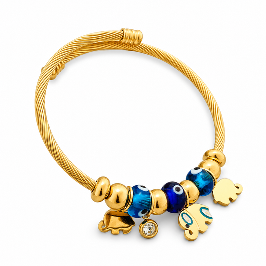 Elephant Evil Eye Charm Bracelet