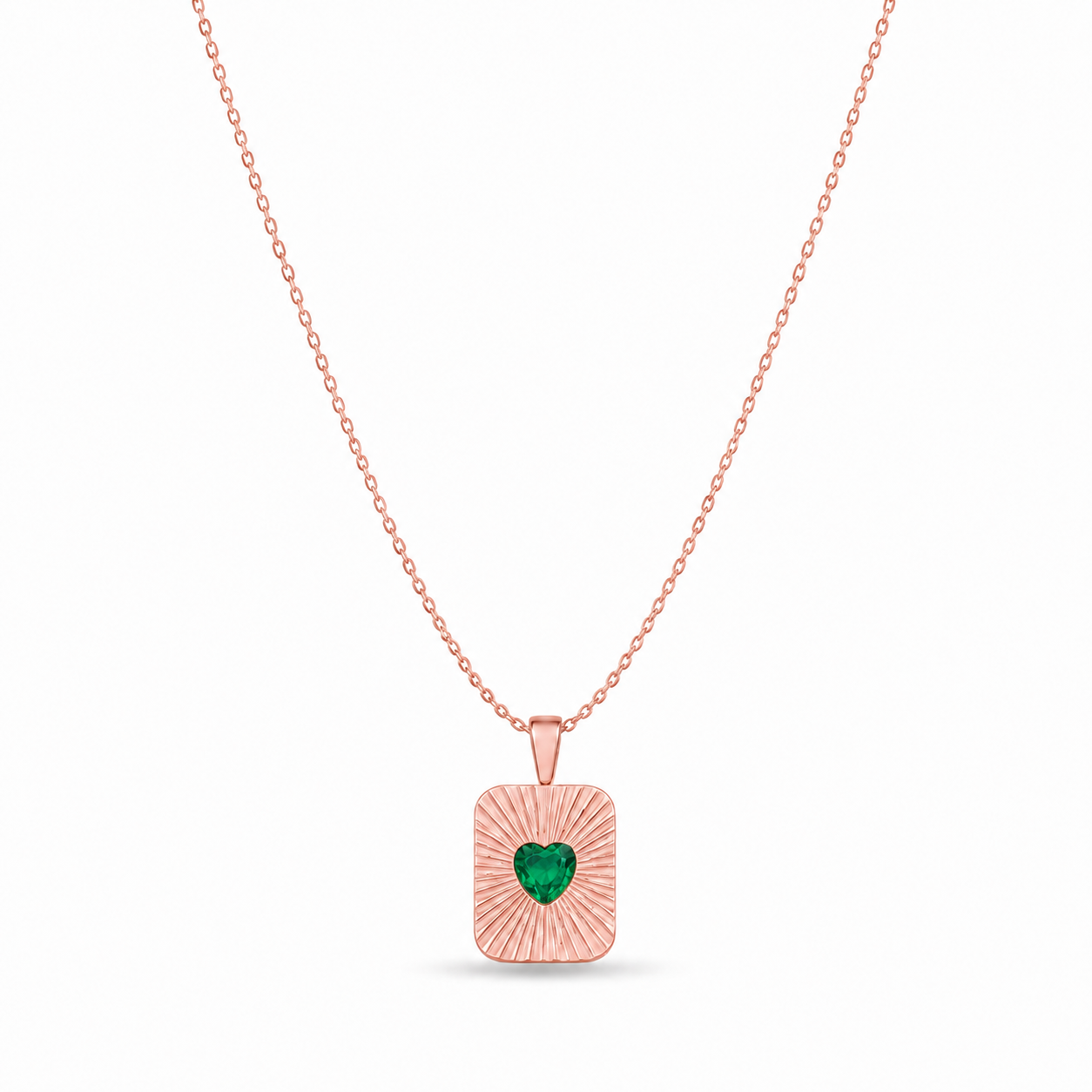 Emerald Heart Bar Necklace (Rose gold)