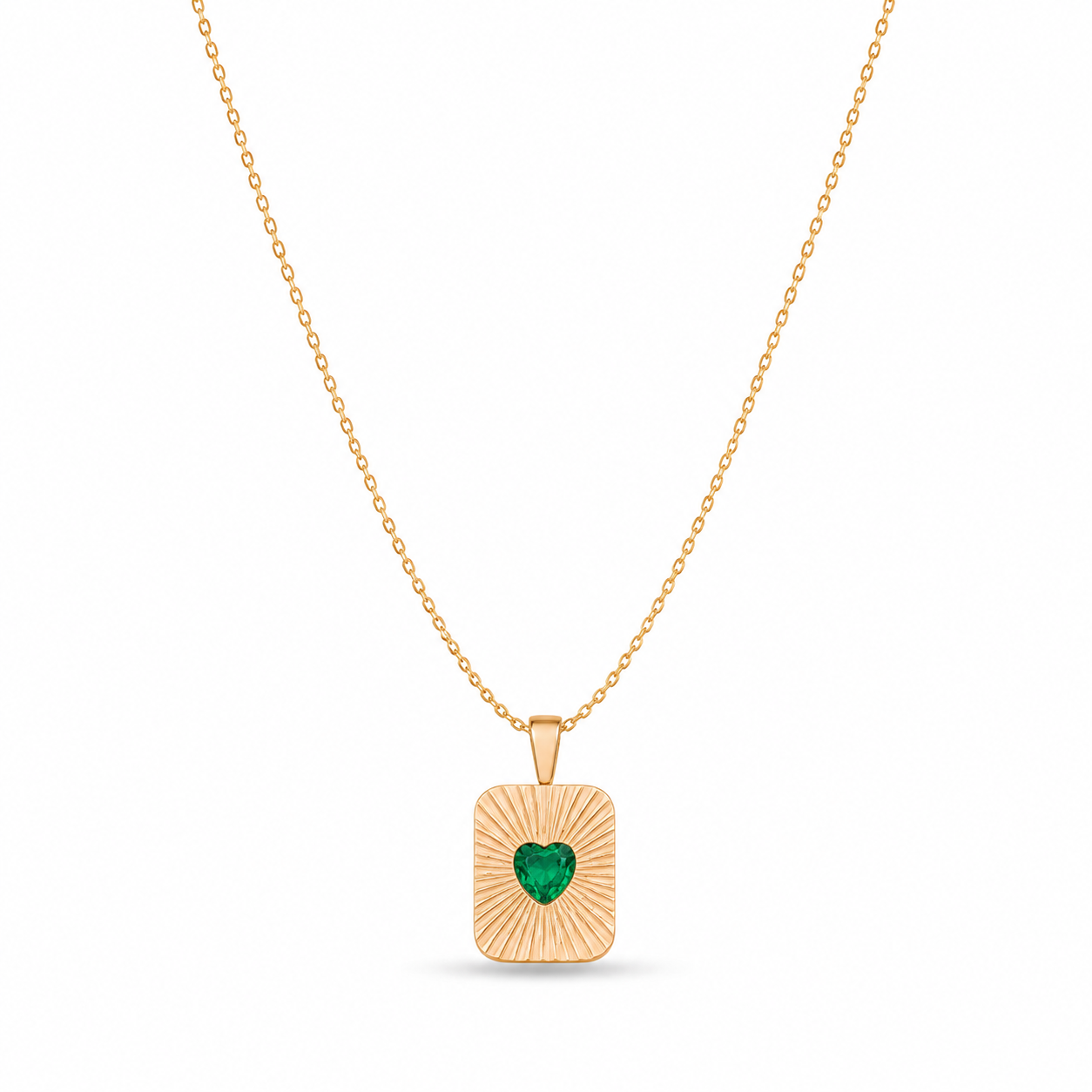 Emerald Heart Bar Necklace (Gold)
