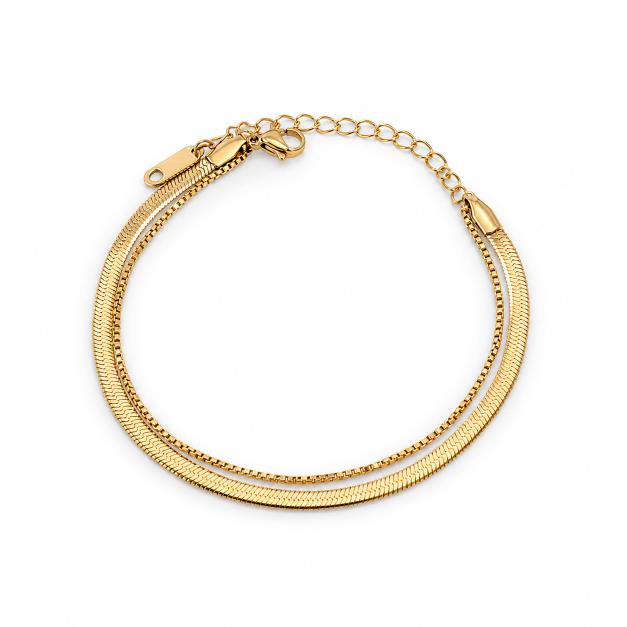 Layered Snake Chain Bracelet (Gold)