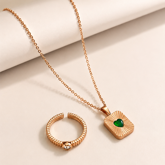 Emerald Heart Duo(Rose Gold)