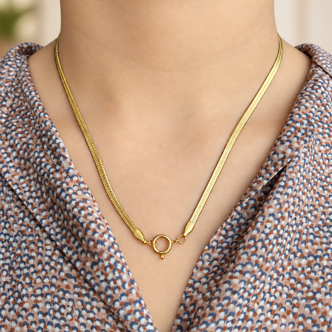 Classic Snake Chain Halo Necklace